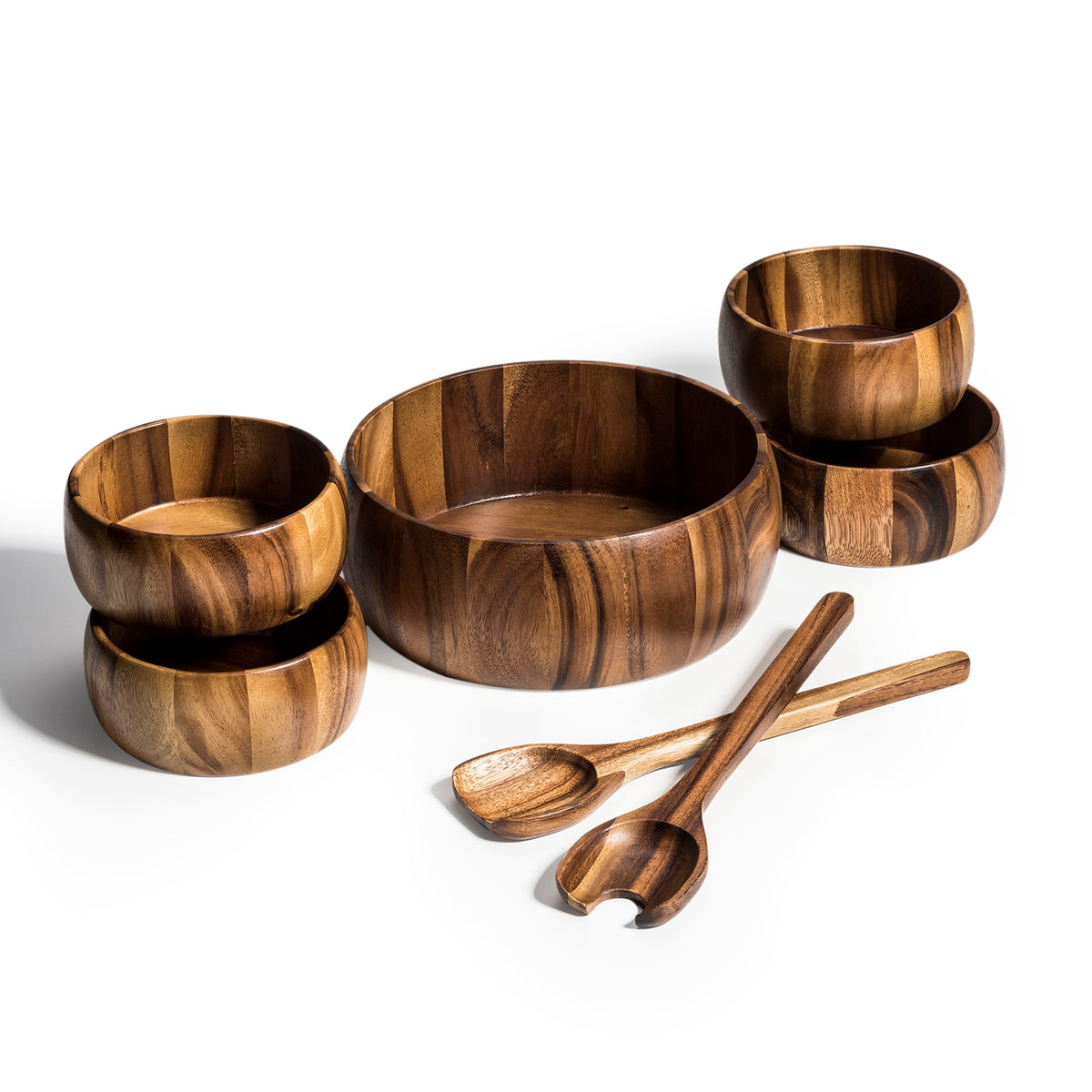 Dragor 7-Piece Acacia Wood Salad Bowl & Serving Set — Large