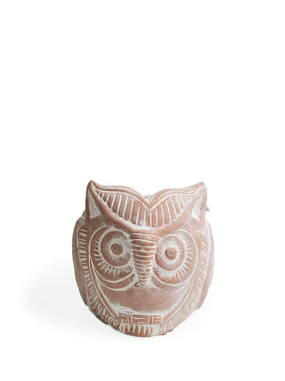Handmade Horned Owl Terracotta Planter