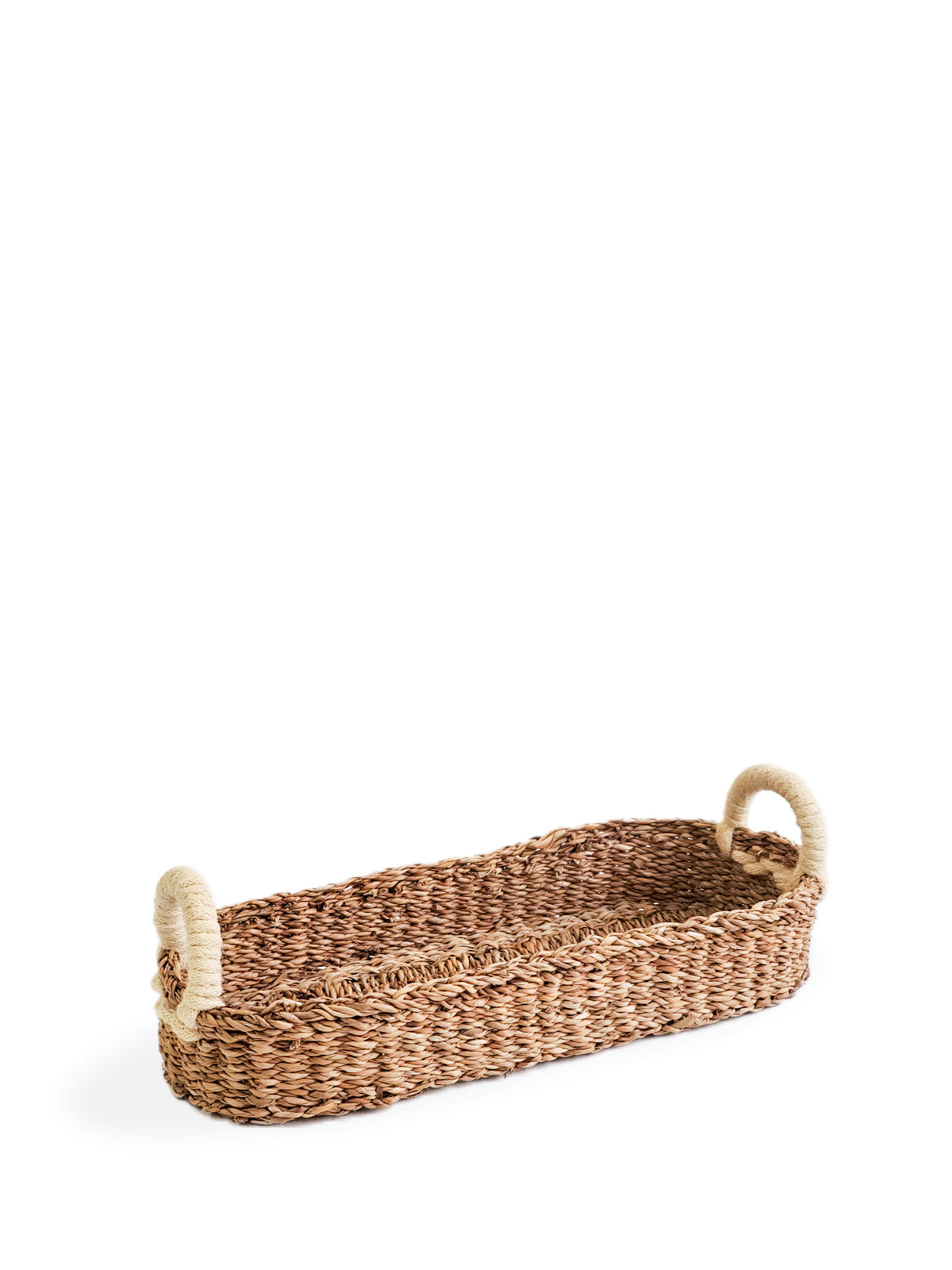 Handmade Seagrass Bread & Storage Basket with White Handle