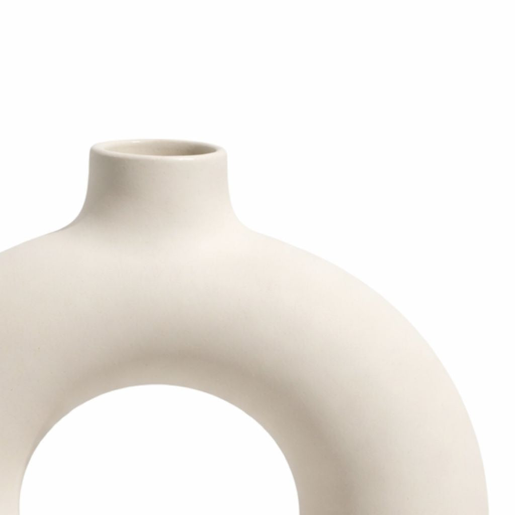 Off White Ceramic Decorative Vase 12 Inch
