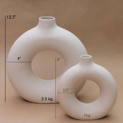 Off White Ceramic Decorative Vase 12 Inch