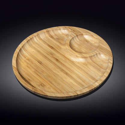 Porcelain Soup Bowl & Bamboo Serving Tray Set