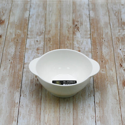 Porcelain Soup Bowl & Bamboo Serving Tray Set