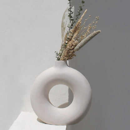 Off White Ceramic Decorative Vase 12 Inch