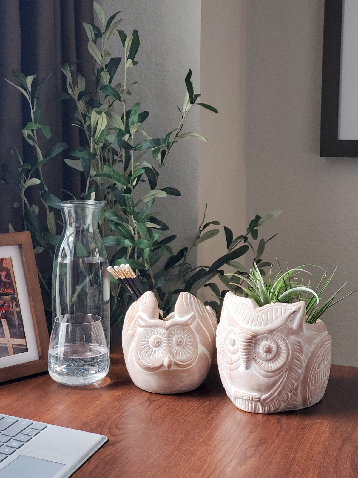 Handmade Horned Owl Terracotta Planter