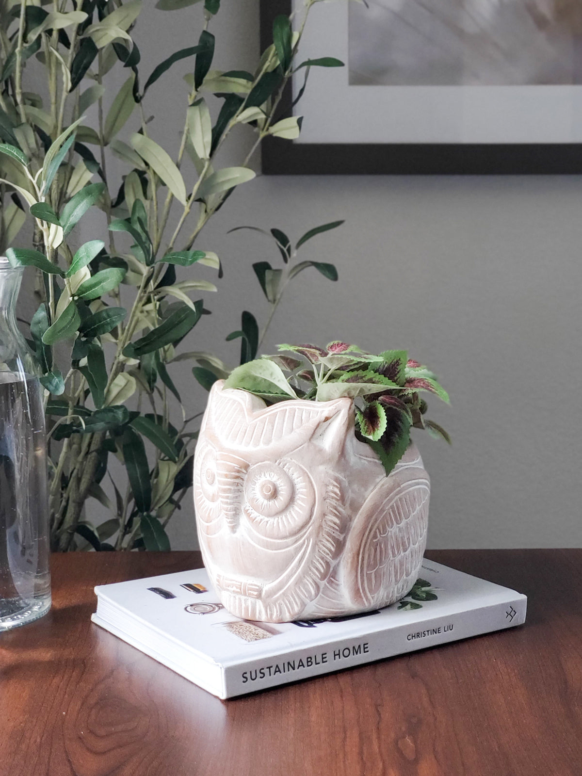 Handmade Horned Owl Terracotta Planter