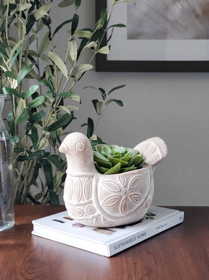 Handmade Spotted Dove Terracotta Planter
