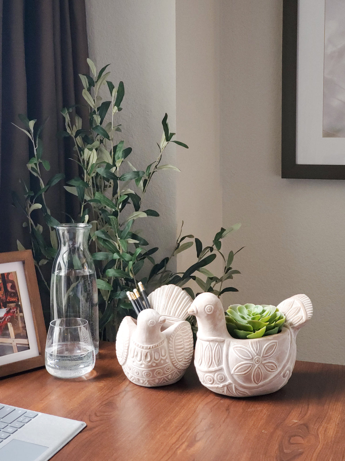 Handmade Spotted Dove Terracotta Planter