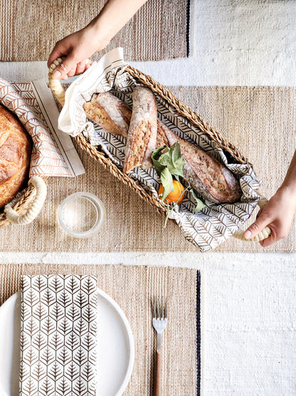 Handmade Seagrass Bread & Storage Basket with White Handle