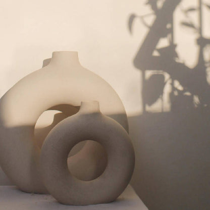 Off White Ceramic Decorative Vase 12 Inch
