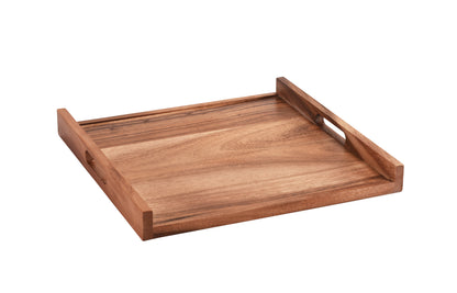 Square Acacia Wood Serving Tray with Handles