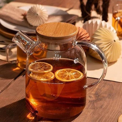 54 oz Borosilicate Glass Teapot with Bamboo Lid & Infuser