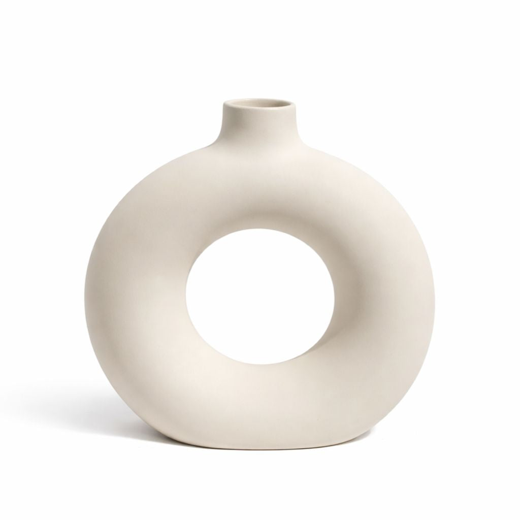 Off White Ceramic Decorative Vase 12 Inch