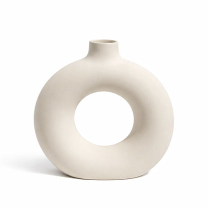 Off White Ceramic Decorative Vase 12 Inch