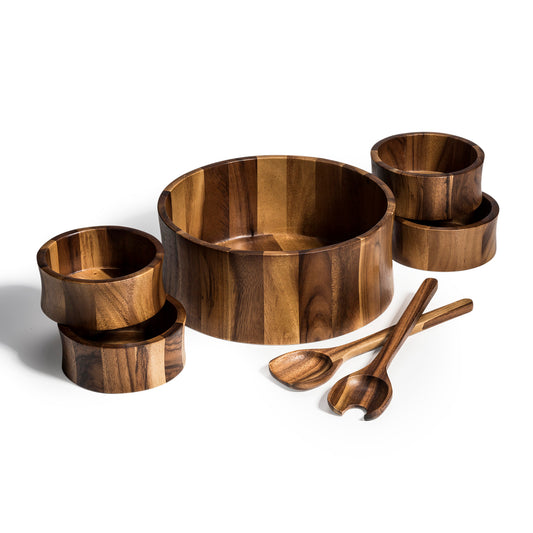 Maribo 7-Piece Acacia Wood Salad Bowl & Serving Set — Extra Large