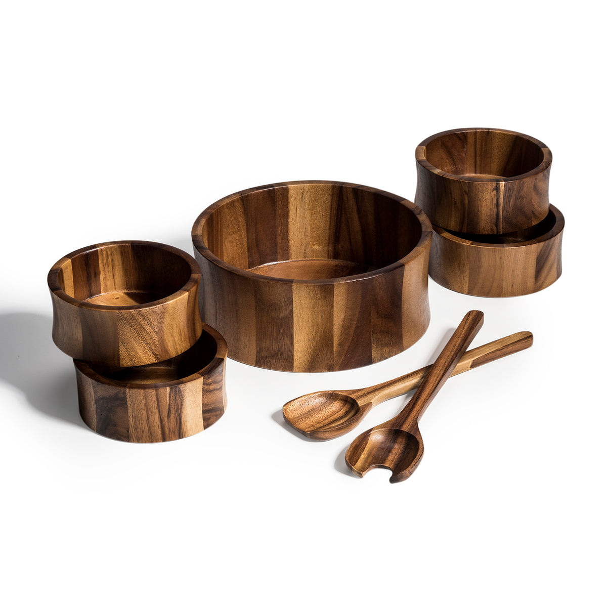 Maribo 7-Piece Acacia Wood Salad Bowl & Serving Set — Large
