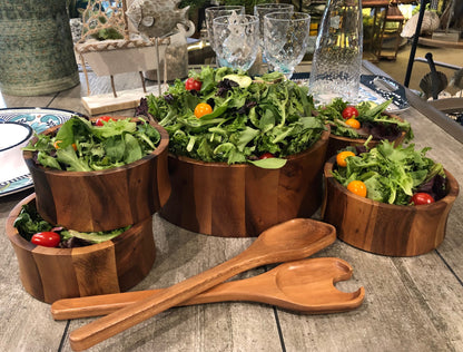 Maribo 7-Piece Acacia Wood Salad Bowl & Serving Set — Large