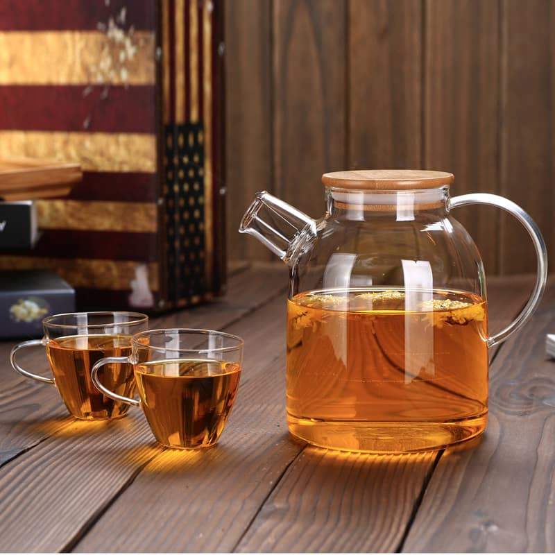 54 oz Borosilicate Glass Teapot with Bamboo Lid & Infuser